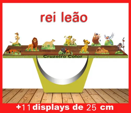 Display de mesa rei leão, totem enfeite de aniversario