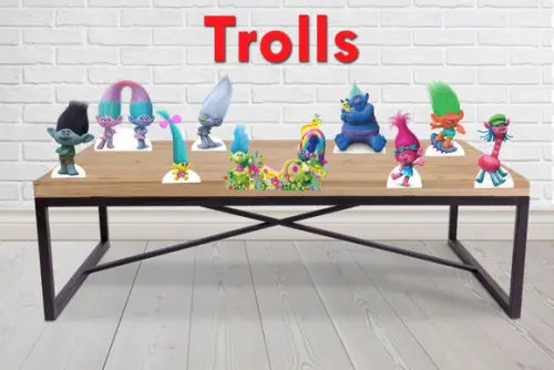 Display de mesa Trolls, totem enfeite de aniversario