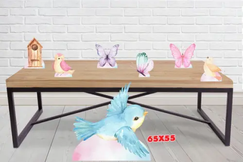 Display e Totem Jardim Aquarelado Passaros Enfeite Festa