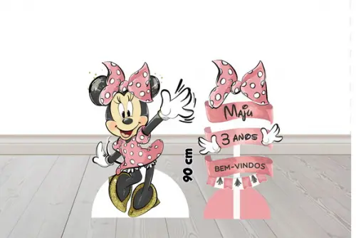 Display Kit Totem Minnie Vintage Aquarela para Decoração