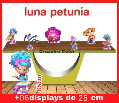 Display luna petunia, totem enfeite de aniversario