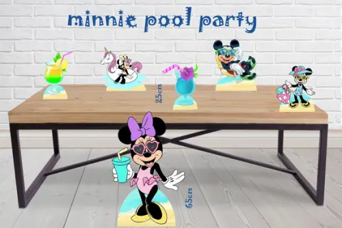 Display Minnie Pool Party, Totem Enfeite De Aniversario