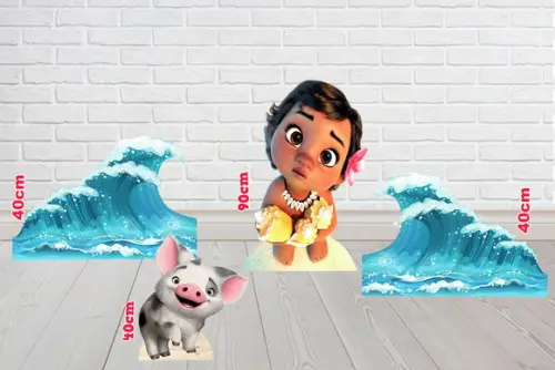 Display Moana Baby e Ondas para Decoração