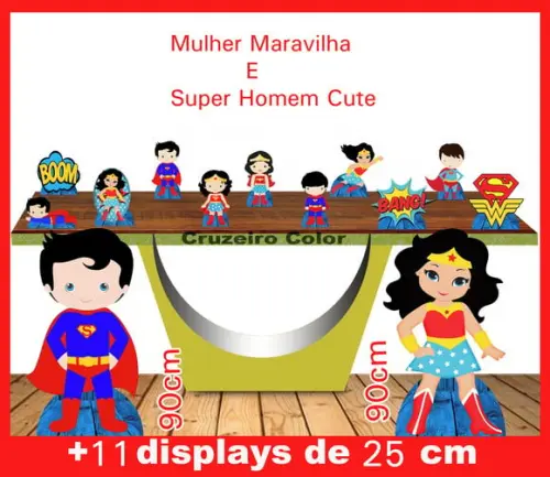 Display Mulher Maravilha E Super Homem Cute, Totem Enfeite