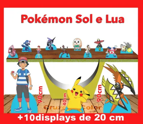 Display Pokemon Lua E Sol, Totem Enfeite De Aniversario