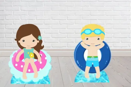 Display Pool Party Menina e Menino para Decoração