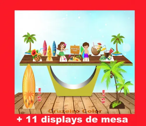 Display Praia, Totem Enfeite de Aniversario