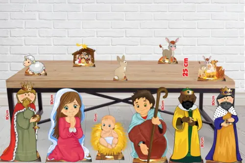 Display Presepio Natal, Totem Enfeite Decorativo