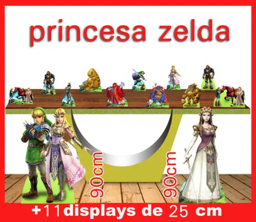 Display princesa zelda, totem enfeite de aniversario