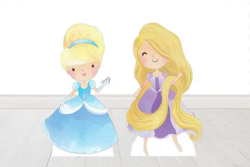 Display Princesas Aquarela Rapunzel e Cinderela