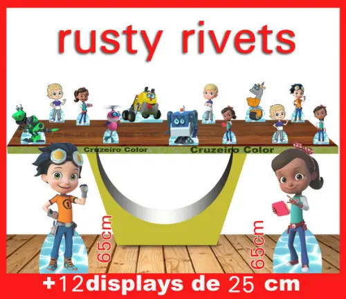 Display Rusty Rivets, Totem Enfeite De Aniversario