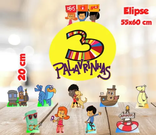 Displays Tres Palavrinhas E Elipse 55x60 Mdf De 3mm