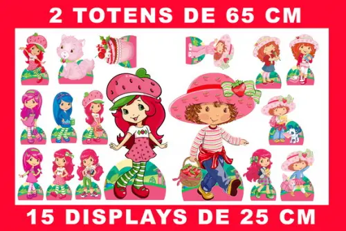 Kit Festa Totem Moranguinho e displays de mesa