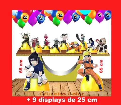 Kit Festa Totem Naruto Classico 65 Cm E Displays De Mesa