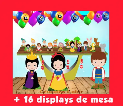 Kit Totem Branca De Neve 65 Cm E Displays De Mesa