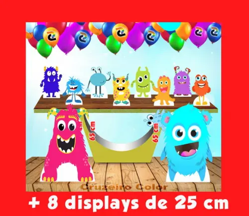 Kit Totem De Chão Monstrinhos E Displays De Mesa