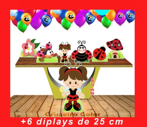 Kit Totem Joaninha E Displays De Mesa