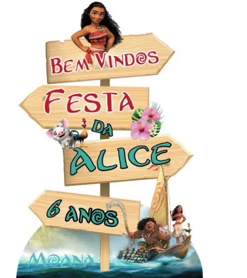 Placa de Bem Vindos Moana para Decoração de Festa