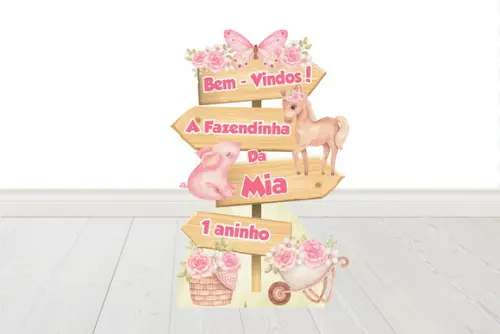 Placa de Bem Vindos Fazendinha Menina Display