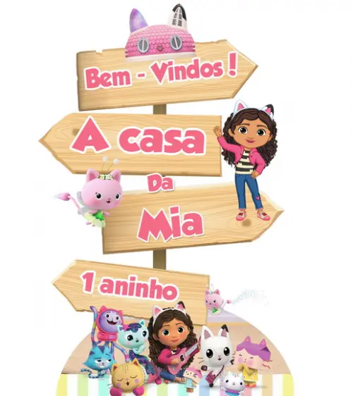 Placa de Sinalização a Casa Mágica da Gabby para Decoração