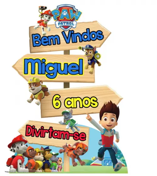 Placa de Bem Vindos Patrulha Canina