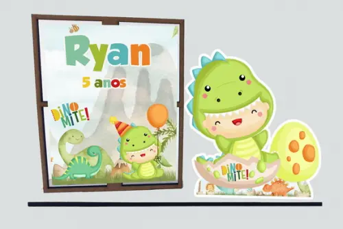 Porta retrato Dino-mite, lembrancinha e decoração