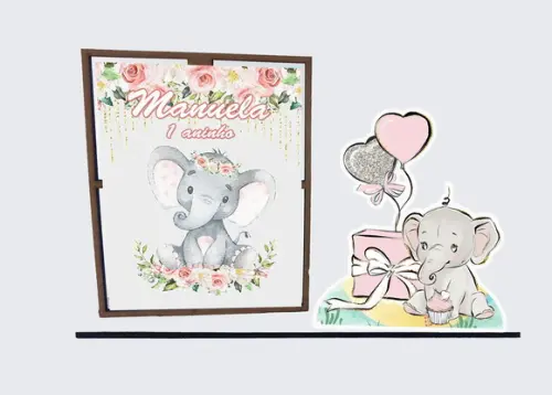 Porta Retrato Elefante Aquarela, Decorativo Lembrancinha