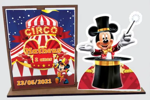 Porta retrato Mickey circo, lembrancinha para festa