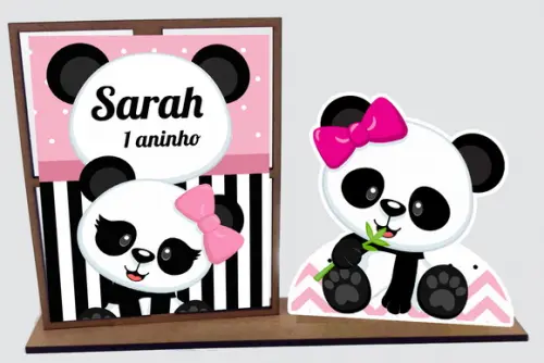 Porta retrato panda menina para lembrancinha