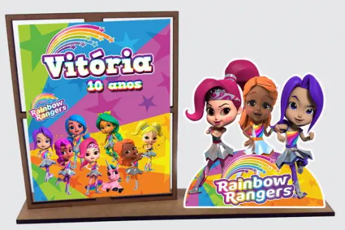 Porta retrato Rainbow Rangers, enfeite decorativo