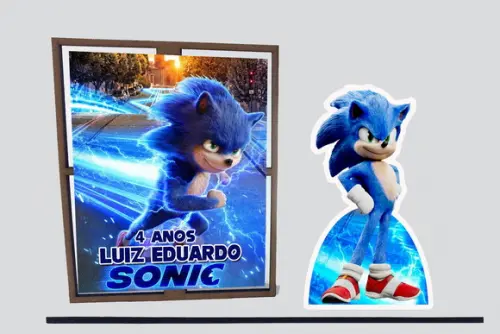 Porta retrato sonic, lembrancinha decorativa