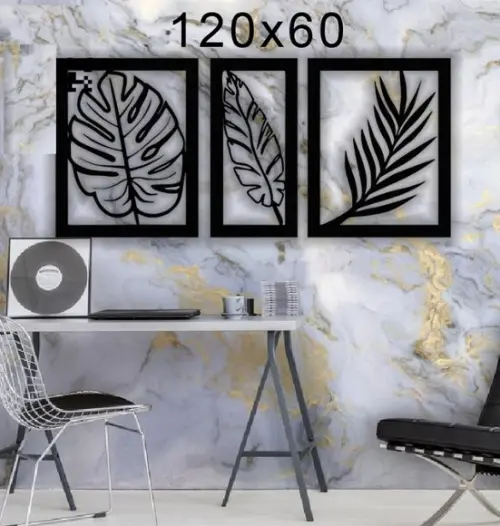 Quadro Arvore Plantas Folhas, Painel decorativo 3d 90x65