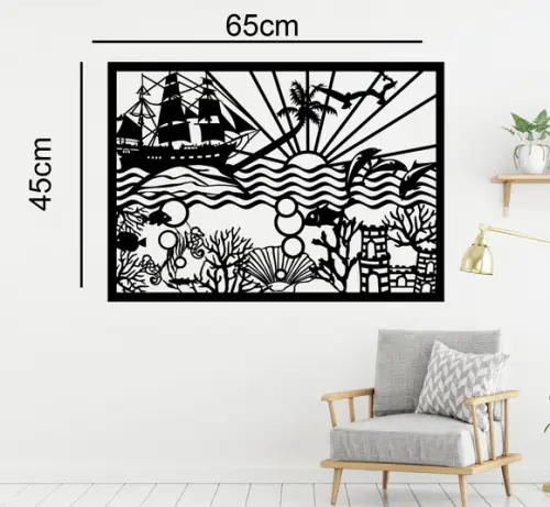 Quadro Mar,navio,sol, Painel Decorativo