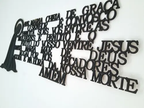 Quadro Santinha Oraçao Ave Maria, Painel Decorativo 3d