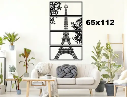 Quadro Torre Eiffel Perspectiva Mdf Decorativo Vazado 65x112