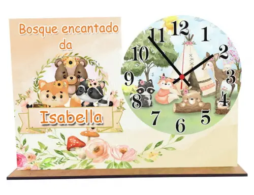 Relogio de mesa Bicho no bosque para Decoração com 5 unidade
