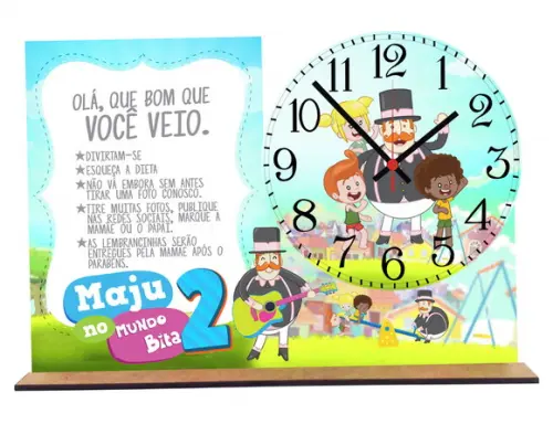 Relogio de Mesa Mundo Bita Lembrancinha com 5 Unidades