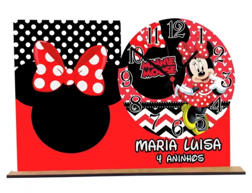 Relogio Minnie Vermelha Com 5 Unidades
