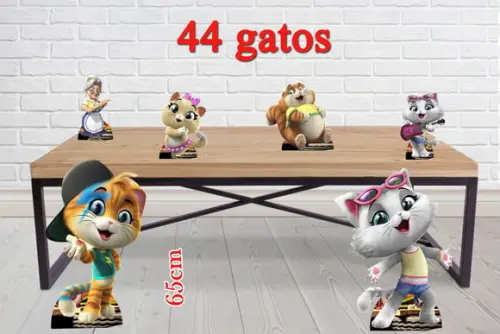 Totem 44 gatos e Displays de mesa enfeite de aniversario