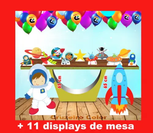Totem Astronauta de chão e Displays de mesa
