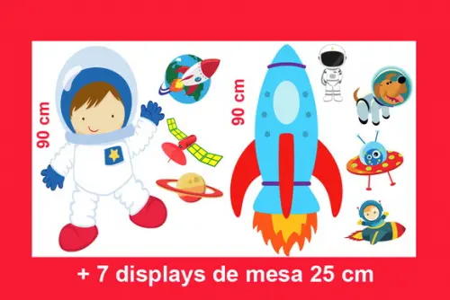 Totem Astronauta de chão 90 cm e Displays de mesa