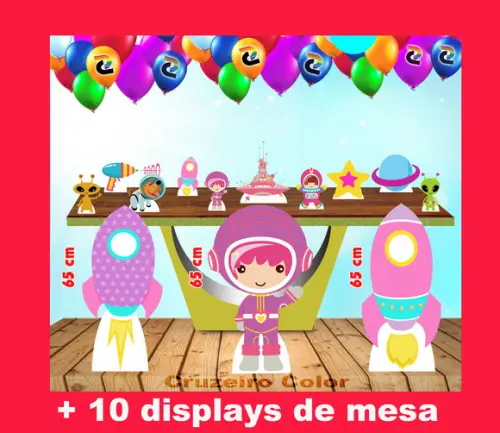 Totem Astronauta de chão e Displays de mesa