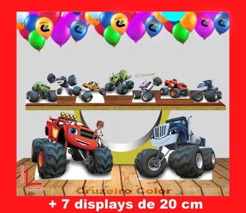 Totem Blaze Monster Machine 50 cm e Displays de Mesa 20 cm