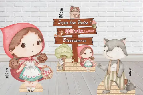Totem Chapeuzinho Vermelho para Decoração de Festa