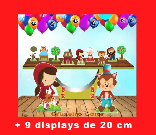Totem Chapeuzinho Vermelho E Displays De Mesa Kit Festa