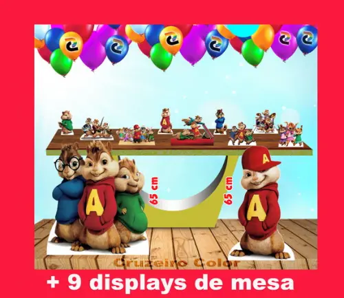 Totem de chão Alvin e os Esquilos e Displays de mesa