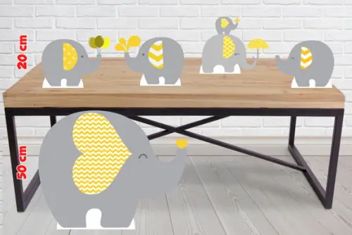 Totem De Chão Elefante Amarelo E Displays De Mesa