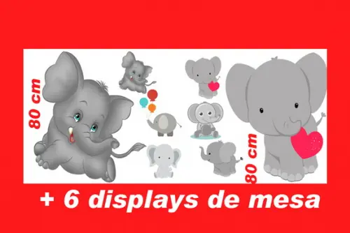 Totem De Chão Elefante E Displays De Mesa