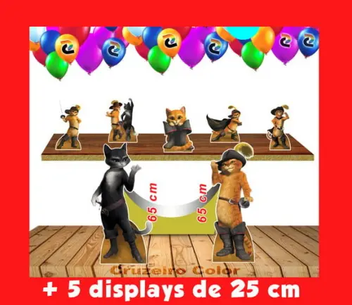 Totem de chão Gato de Botas e Displays de Mesa