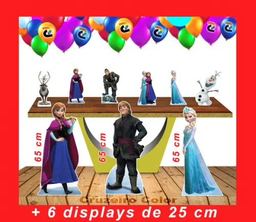 Totem de Chão Frozen e Displays de Mesa 65cm e 20 cm